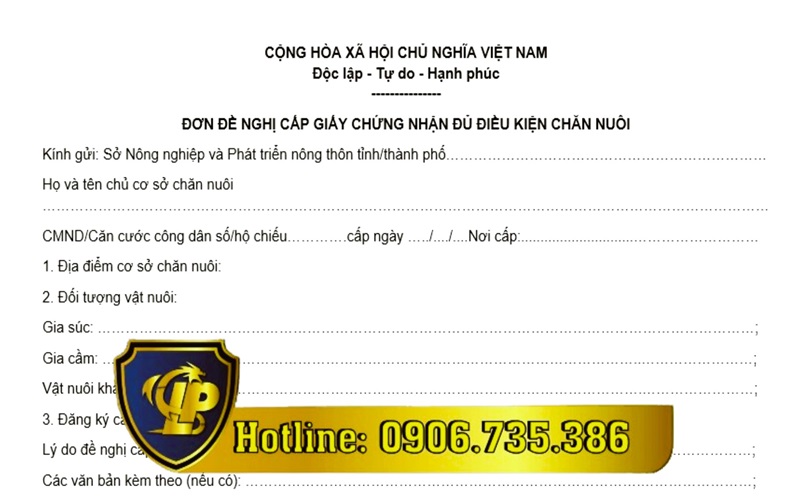 Mẫu đơn đề nghị đăng ký cấp giấy chứng nhận