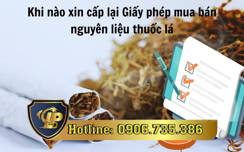 Xin cấp lại giấy phép mua bán nguyên liệu thuốc lá