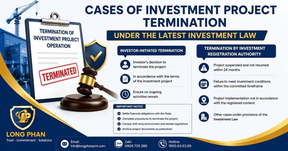 Termination of investment project operation under the latest Investment Law.