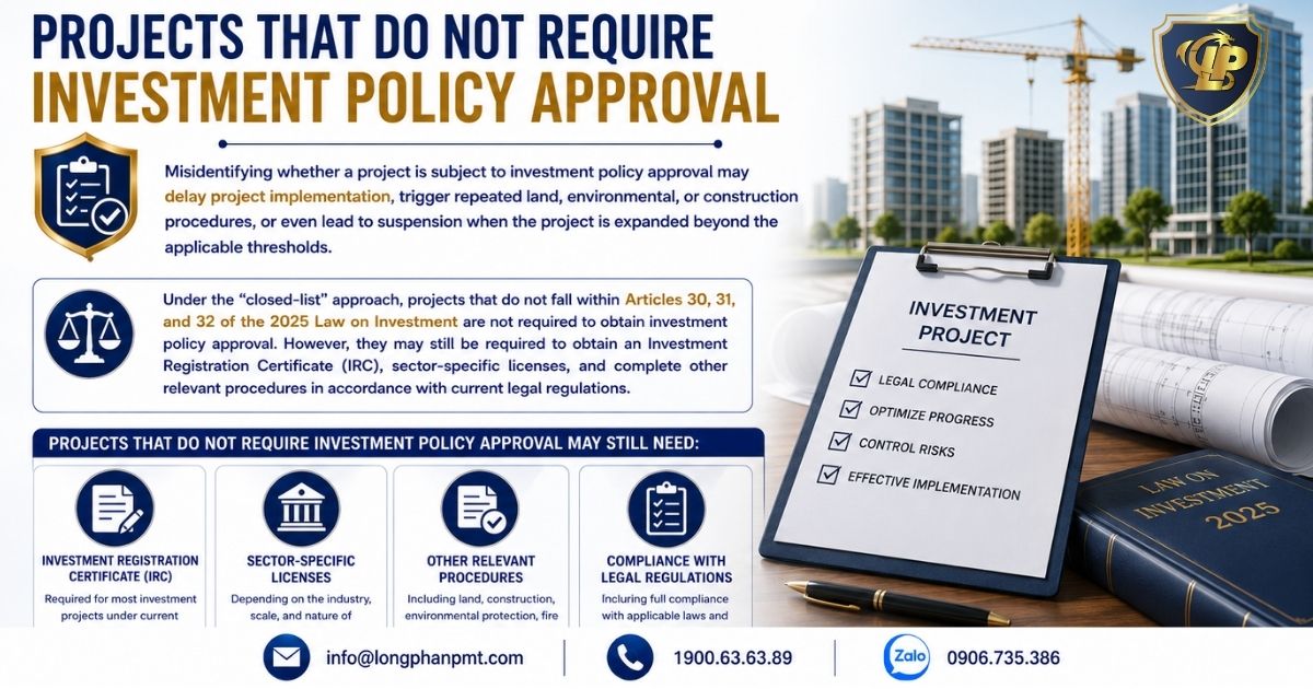 Business projects that do not require investment policy approval.