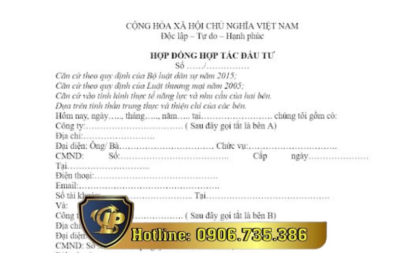 Nội dung cần phải có trong hợp đồng hợp tác đầu tư