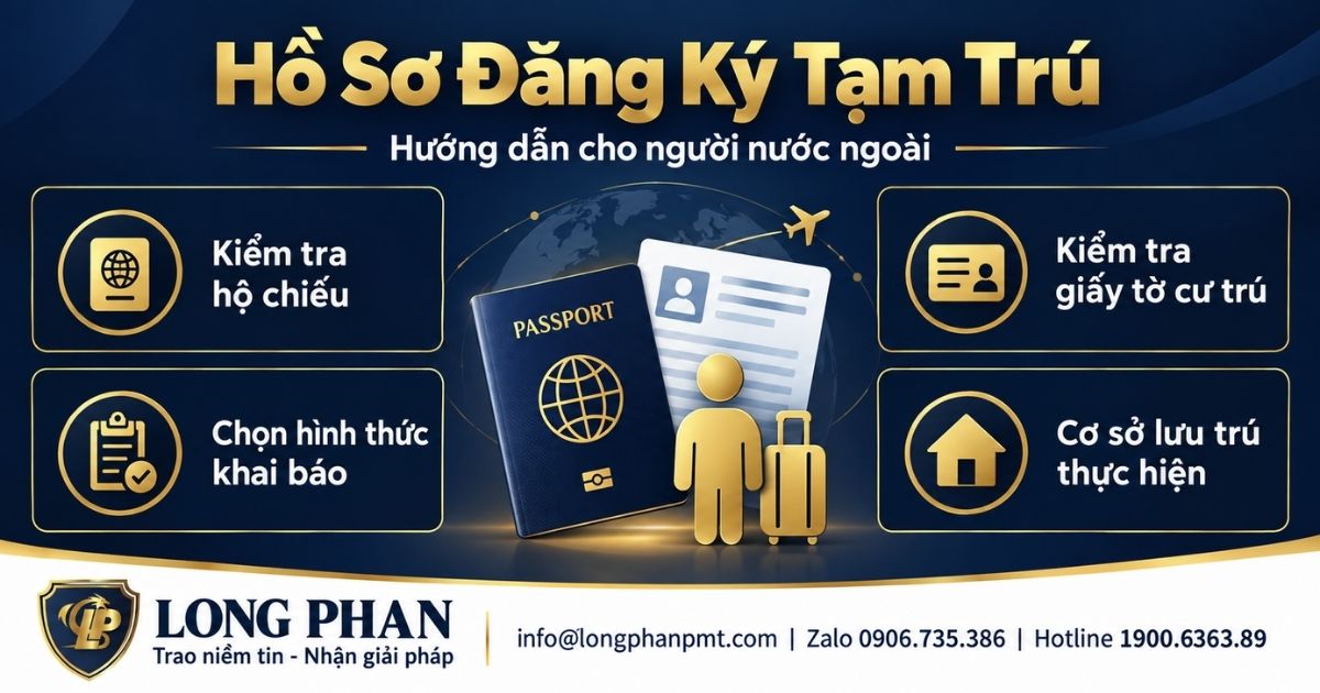 Hồ sơ đăng ký tạm trú cho người nước ngoài và cách cơ sở lưu trú thực hiện khai báo.