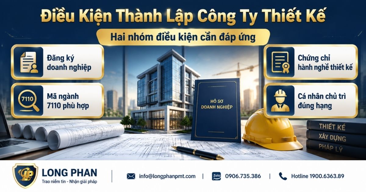 Điều kiện thành lập công ty thiết kế xây dựng gồm đăng ký doanh nghiệp và điều kiện hành nghề.
