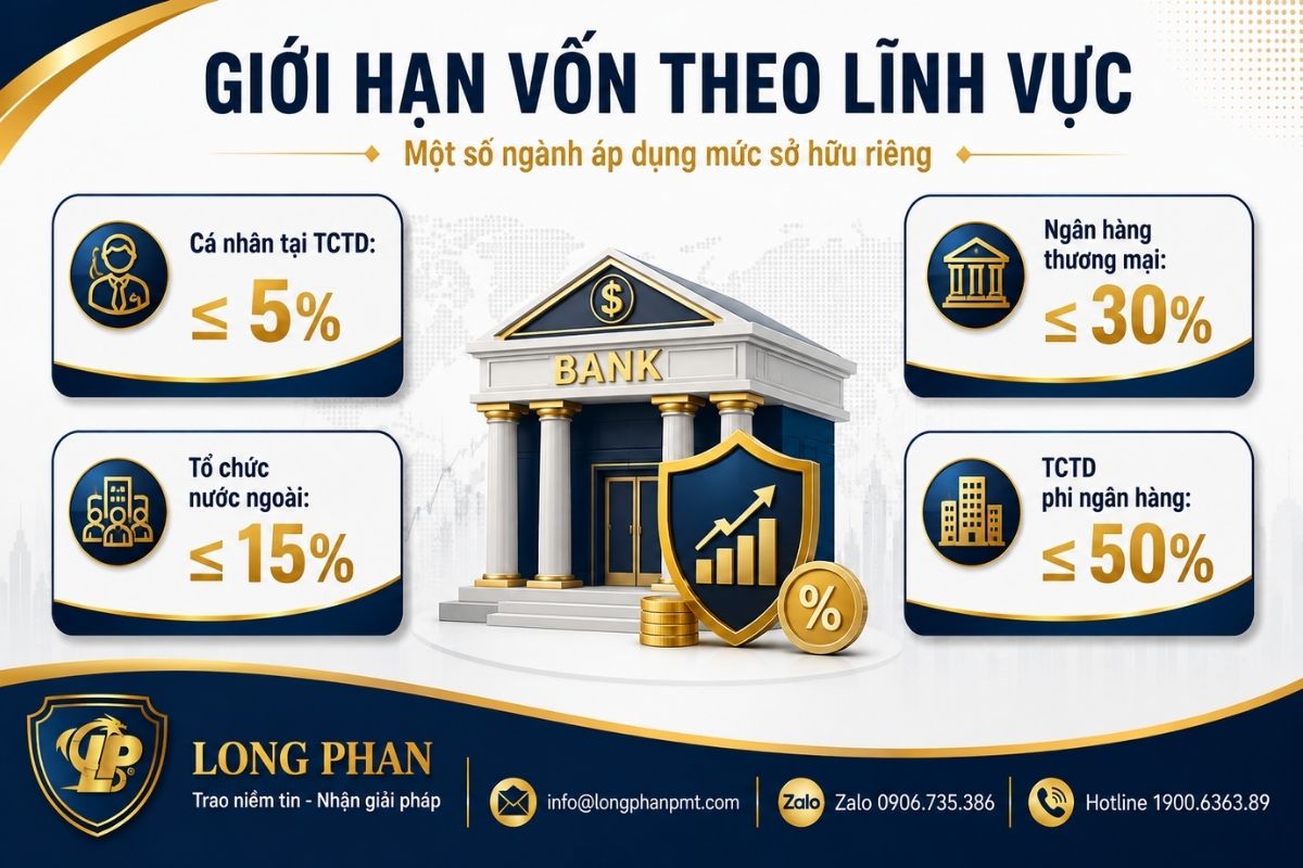 Giới hạn tỷ lệ sở hữu nước ngoài tại ngân hàng và tổ chức tín dụng.
