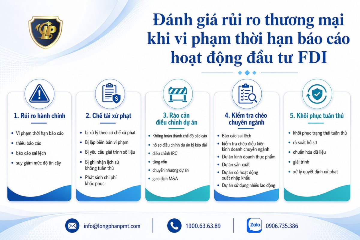 Infographic rủi ro vi phạm thời hạn báo cáo hoạt động đầu tư FDI