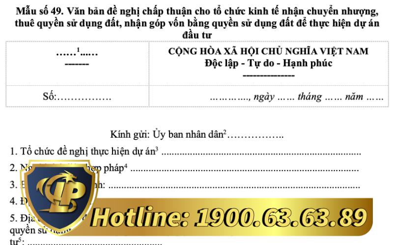 Mẫu văn bản đề nghị chấp thuận