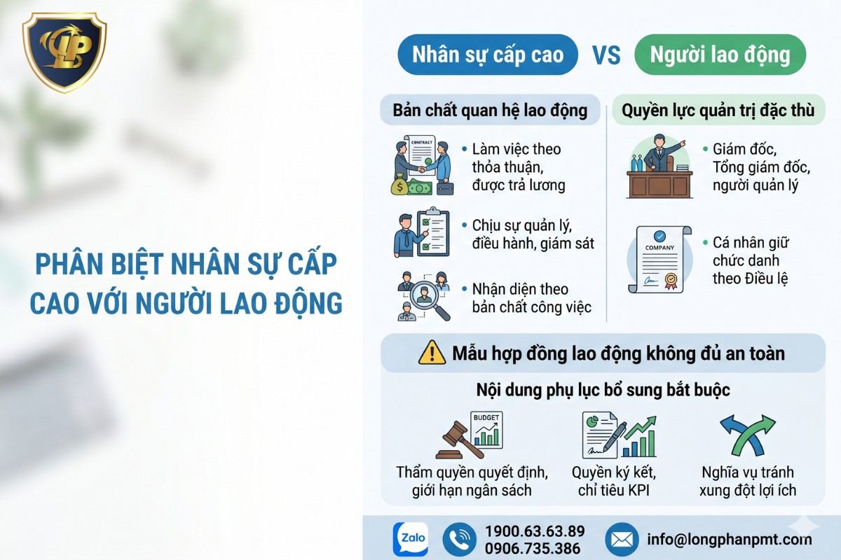 Bảng phân biệt nhân sự cấp cao với người lao động thông thường qua bản chất công việc.