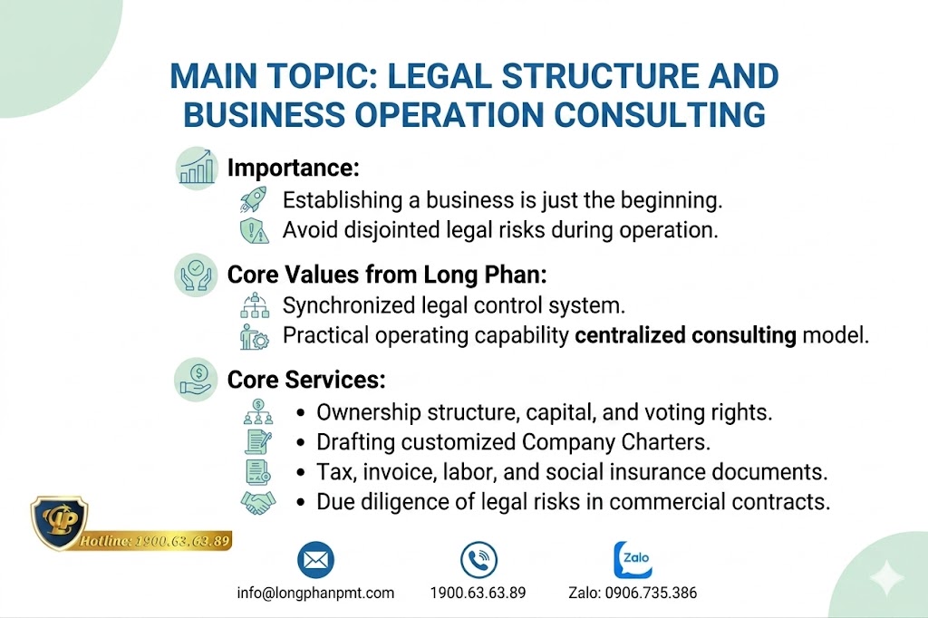 Long Phan Consulting assists businesses in controlling risks related to governance, contracts, and specialized business conditions