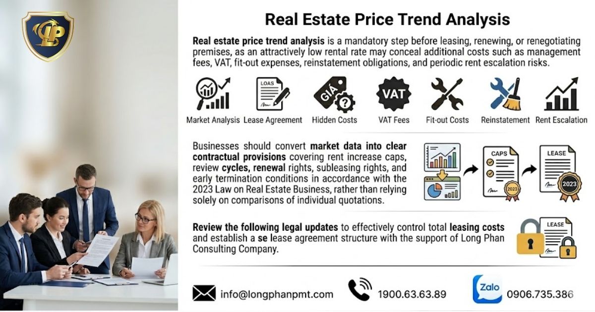 Diagram illustrating real estate price trend analysis to help optimize commercial property leasing costs