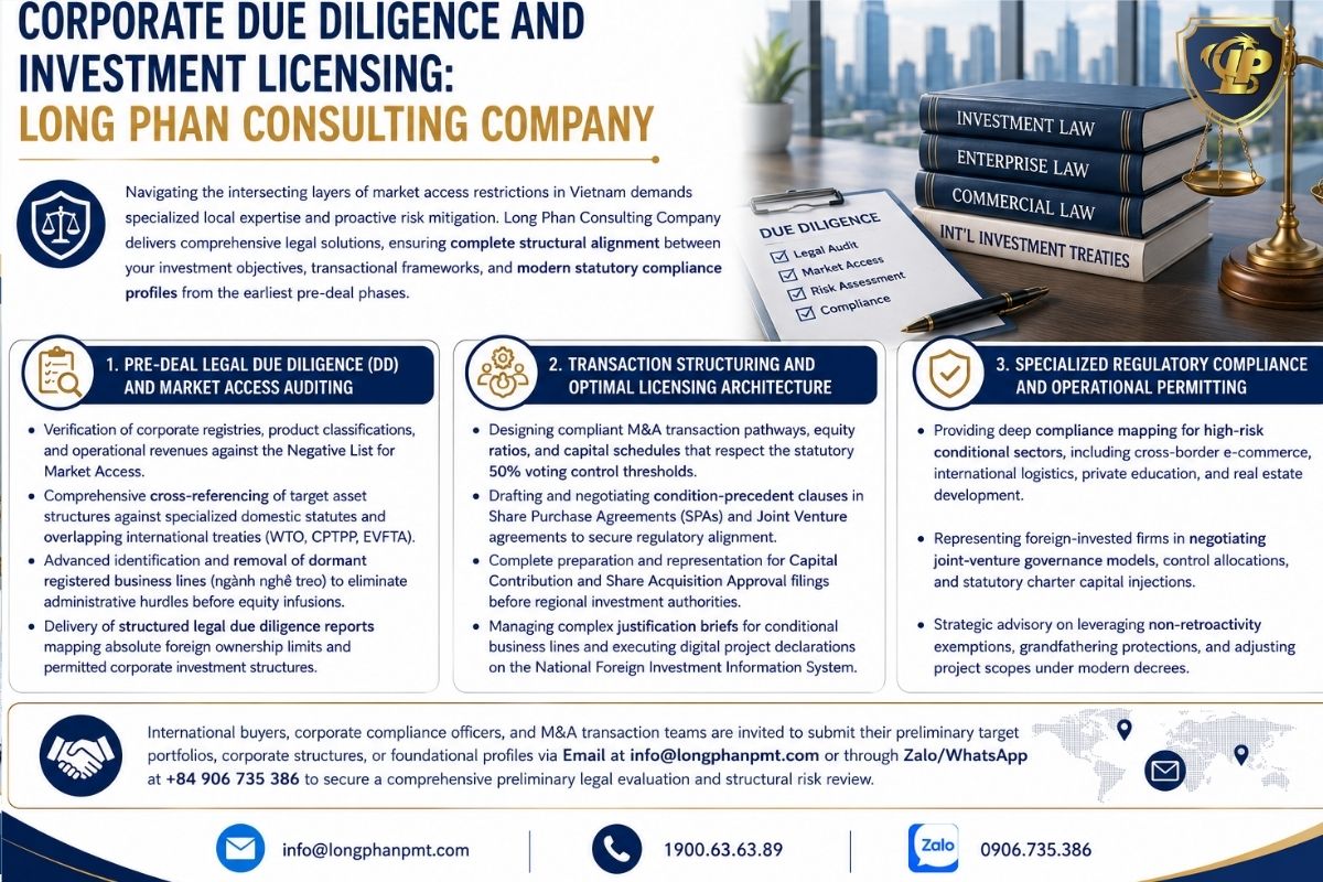 Legal due diligence services for business sectors restricted to foreign investors