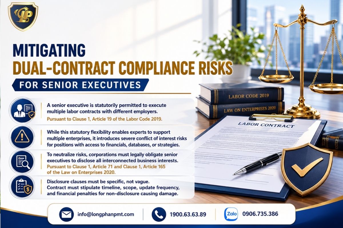 Diagram illustrating risk-control mechanisms for conflicts of interest when senior executives enter into multiple contractual arrangements