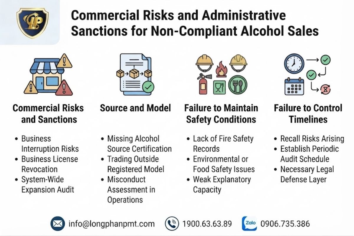 Commercial risks and administrative penalties when liquor outlets violate regulations.
