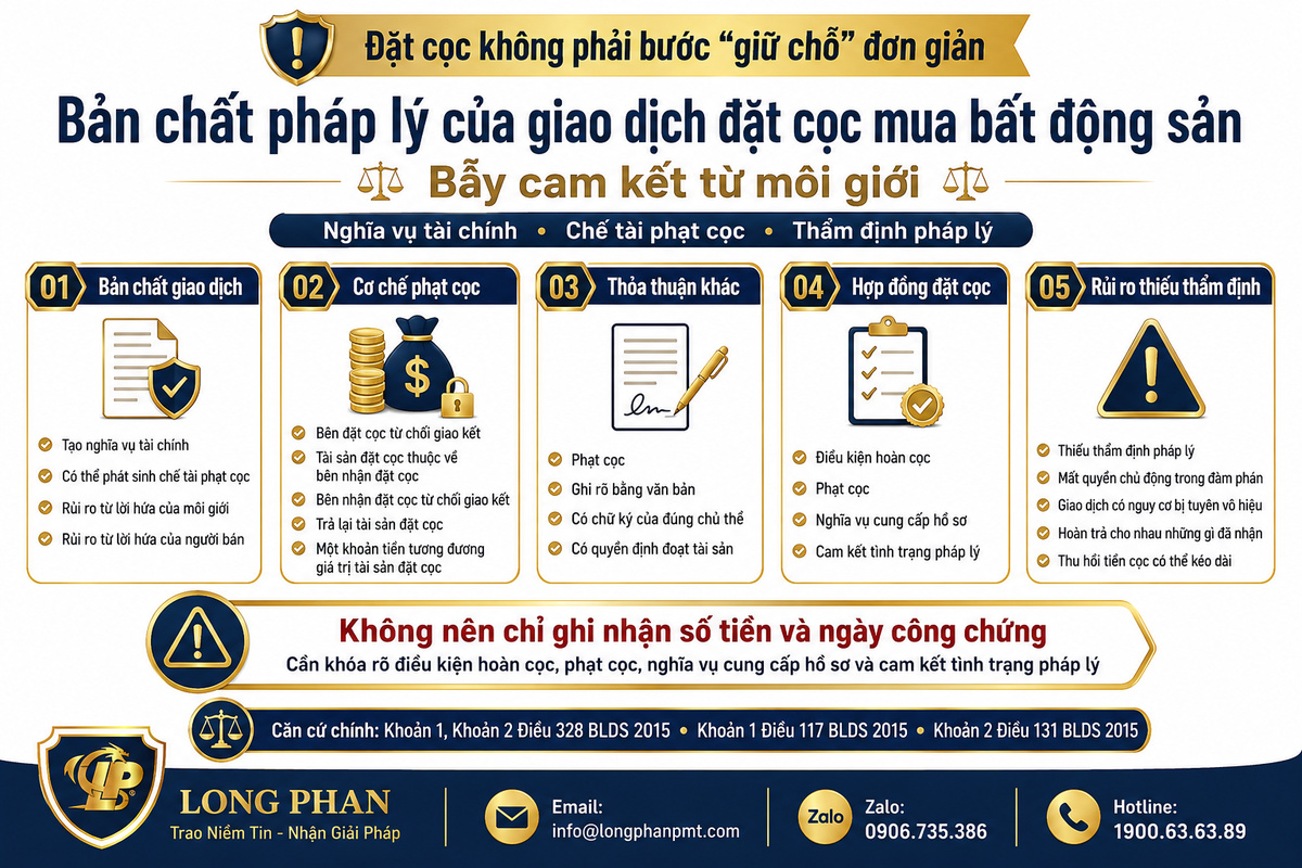 Bản chất pháp lý giao dịch đặt cọc mua bất động sản và bẫy môi giới.