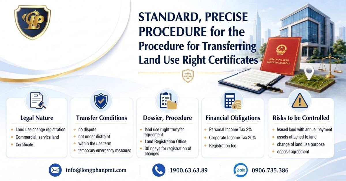 Procedure for Transferring Commercial Land Use Right Certificates with conditions, fees, and risks.