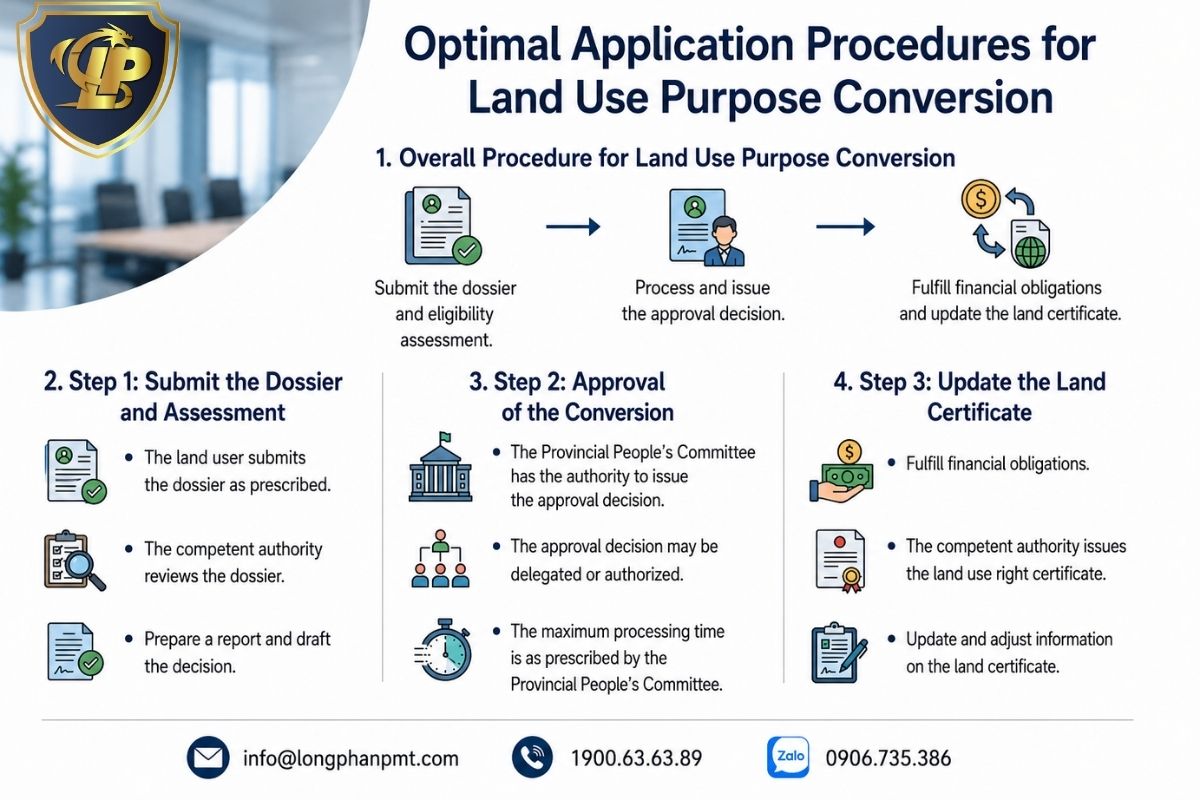 Optimal application procedures for Land Use Purpose Conversion from submission to certificate update.