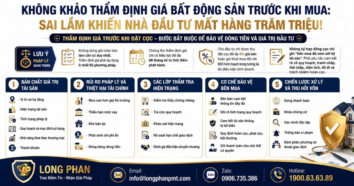 Thẩm định giá bất động sản giúp nhà đầu tư kiểm soát rủi ro trước khi mua.