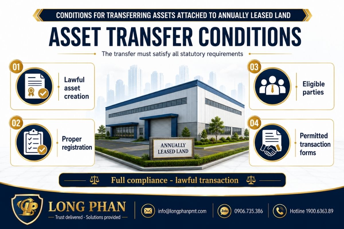 Conditions for transferring assets attached to annually leased land in Vietnam.