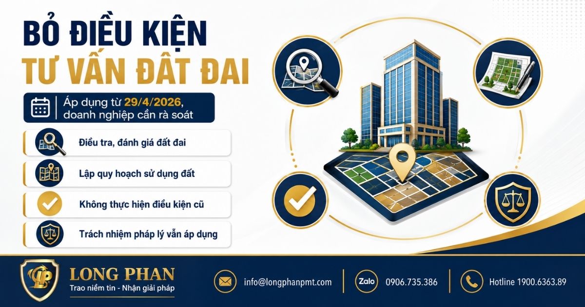 Bỏ điều kiện kinh doanh dịch vụ tư vấn đất đai từ 29/4/2026 và các nội dung doanh nghiệp cần rà soát.