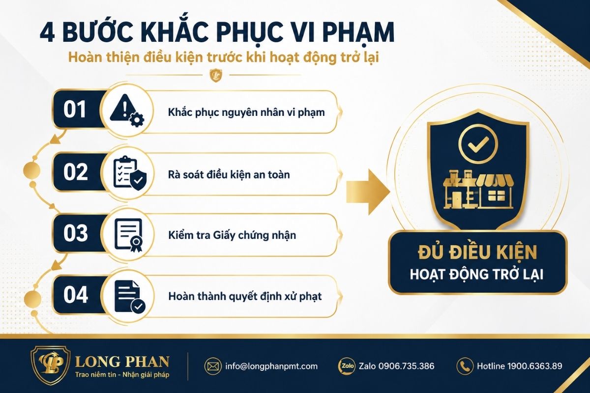 Bốn bước khắc phục vi phạm an toàn thực phẩm trước khi hoạt động trở lại.
