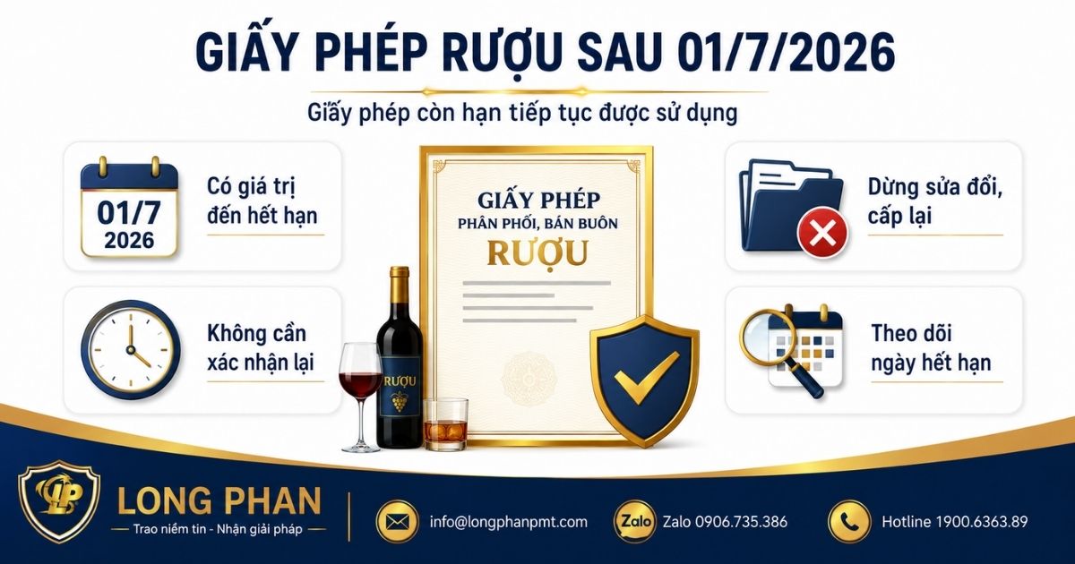 Giấy phép phân phối, bán buôn rượu còn hạn tiếp tục có giá trị sau 01/7/2026