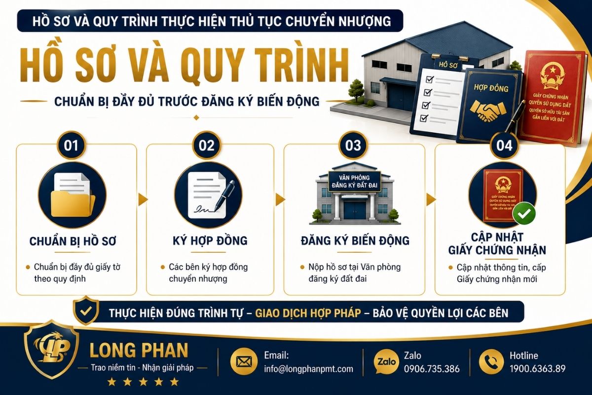 Hồ sơ và quy trình thực hiện thủ tục chuyển nhượng tài sản gắn liền với đất thuê trả tiền hằng năm