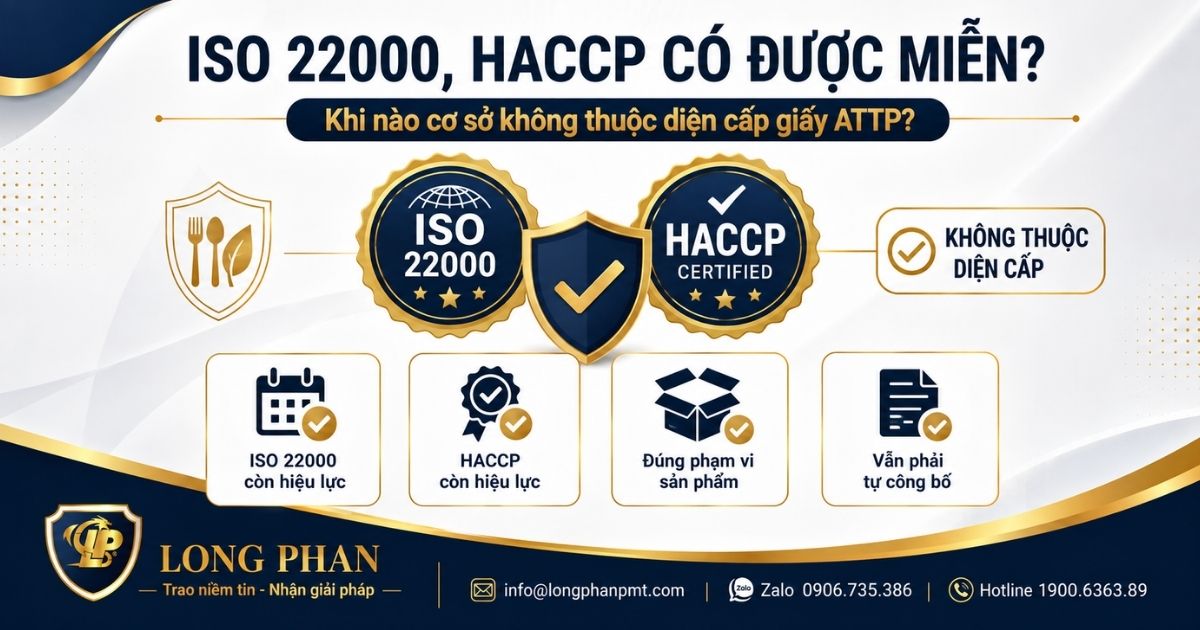 ISO 22000 hoặc HACCP còn hiệu lực giúp cơ sở không thuộc diện cấp giấy ATTP