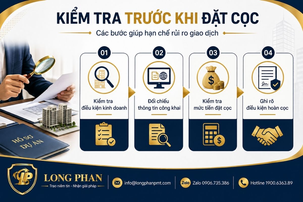 Các bước kiểm tra pháp lý trước khi đặt cọc mua bất động sản.