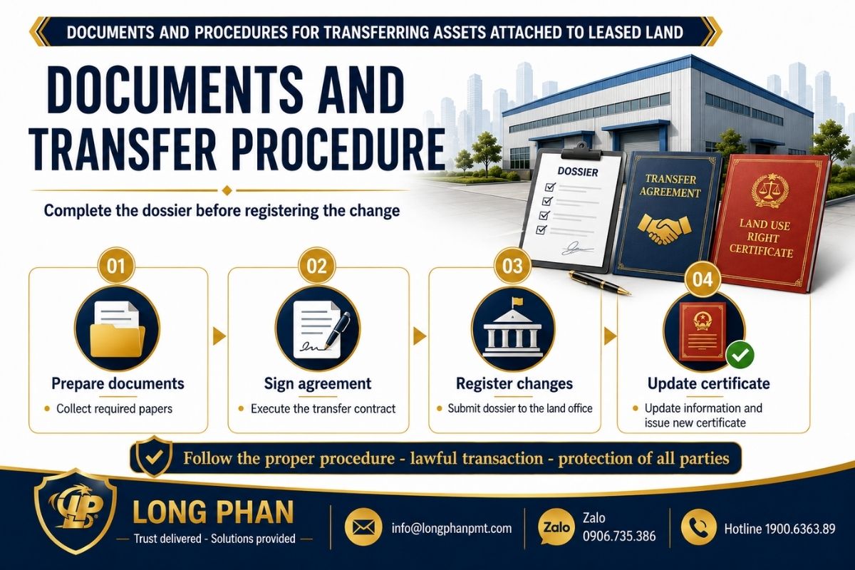 Documents and procedures for transferring assets attached to leased land in Vietnam.