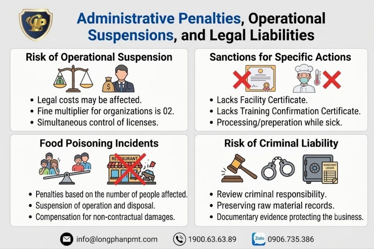 Risks include suspension of operations and administrative penalties for violations.