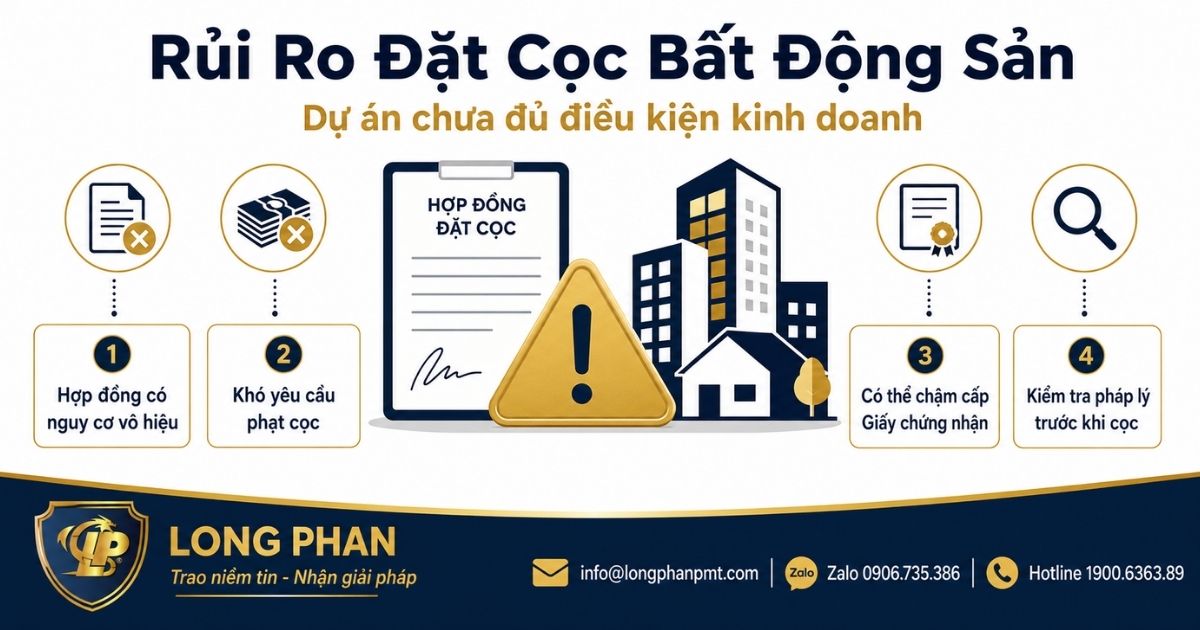 Rủi ro đặt cọc mua bất động sản chưa đủ điều kiện kinh doanh.