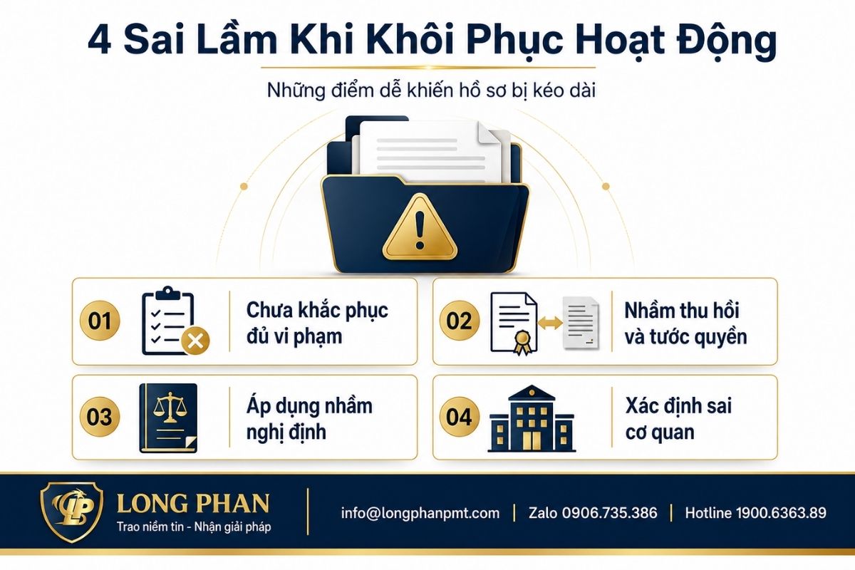 Sai lầm thường gặp khi làm thủ tục khôi phục hoạt động sau vi phạm an toàn thực phẩm.