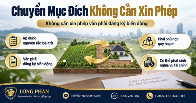 Chuyển mục đích sử dụng đất không cần xin phép và các nghĩa vụ cần thực hiện.