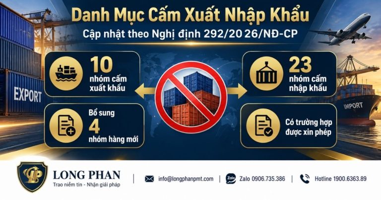 Danh mục cấm xuất nhập khẩu theo Nghị định 292/2026/NĐ-CP gồm nhóm cấm xuất khẩu, nhập khẩu và ngoại lệ.