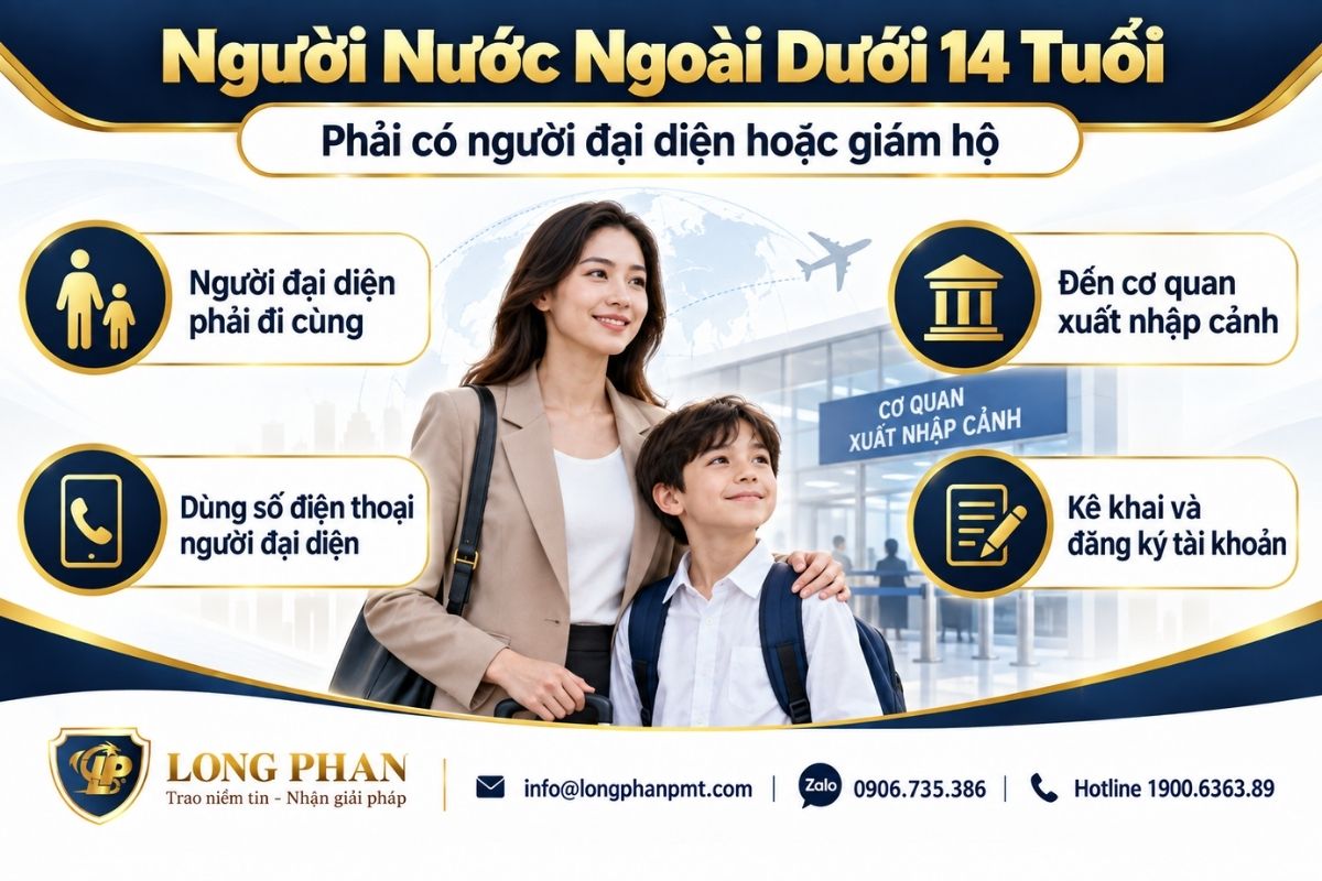 Thủ tục cấp tài khoản định danh điện tử cho người nước ngoài dưới 14 tuổi.