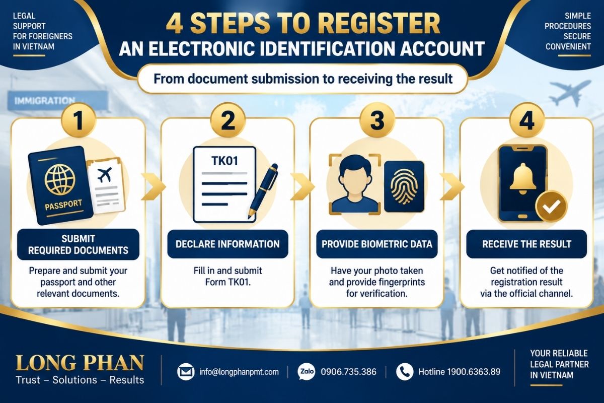 Electronic identification account registration process with required documents and verification steps