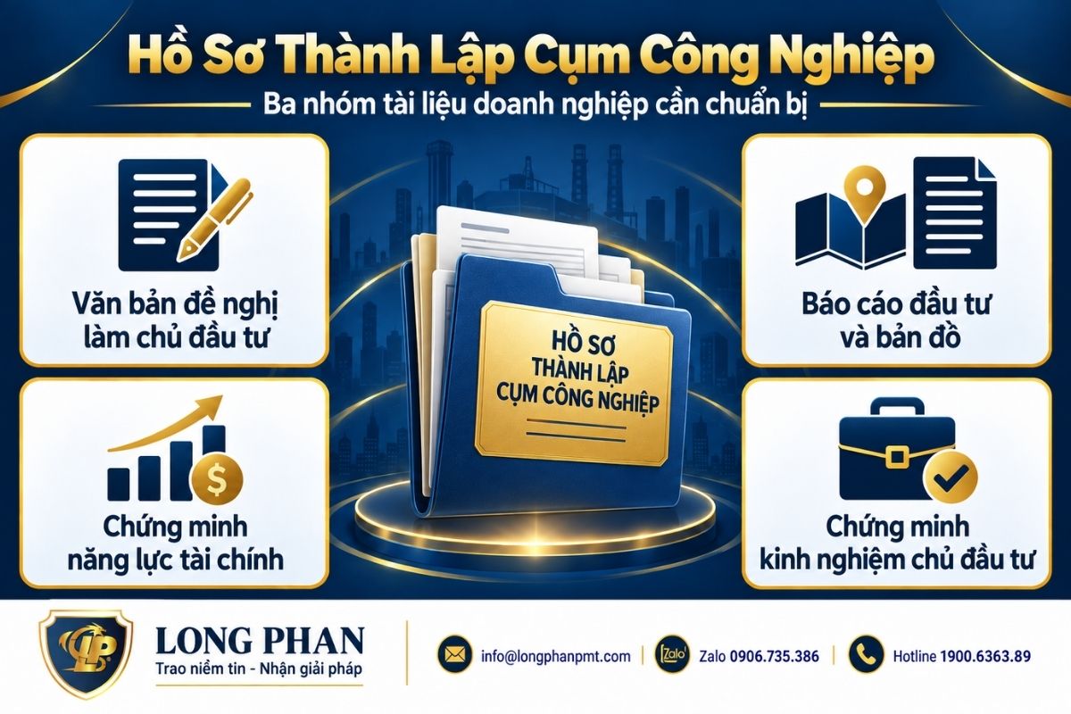 ồ sơ thành lập cụm công nghiệp gồm báo cáo đầu tư, bản đồ, tài chính và kinh nghiệm
