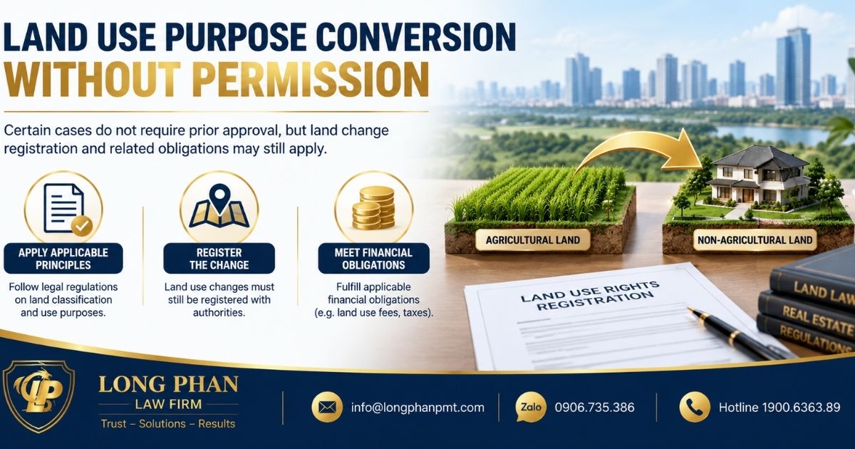 Land use purpose conversion without permission still requires land change registration.