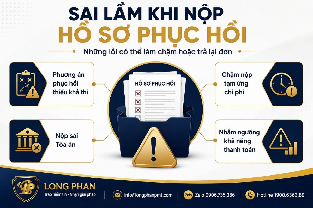 Sai lầm khi làm thủ tục phục hồi doanh nghiệp có thể khiến hồ sơ chậm hoặc bị trả lại.