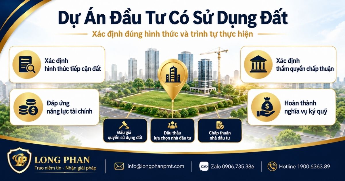 Thủ tục thực hiện dự án đầu tư có sử dụng đất và các nội dung nhà đầu tư cần xác định.